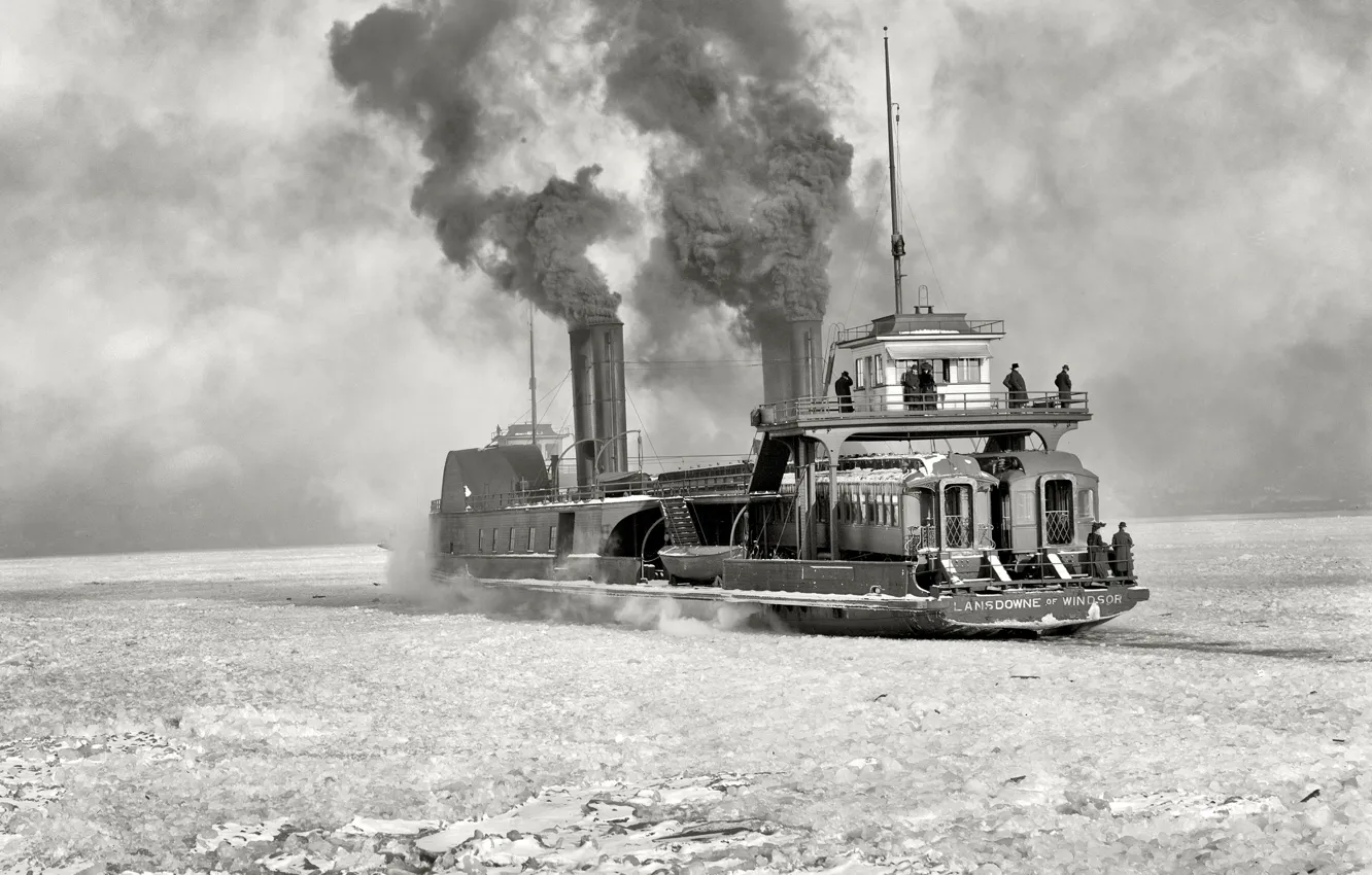 Photo wallpaper retro, ship, steamer, USA, icebreaker, 1904-the year