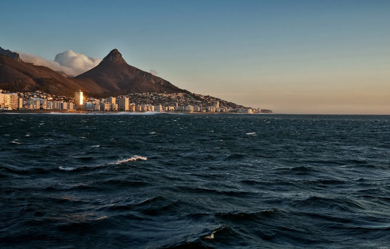 Photo wallpaper wave, mountains, the ocean