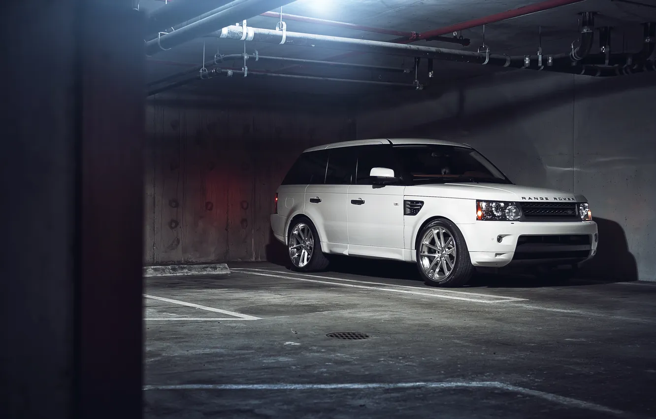 Photo wallpaper white, sport, Parking, white, Land Rover, Range Rover, Blik, Sport