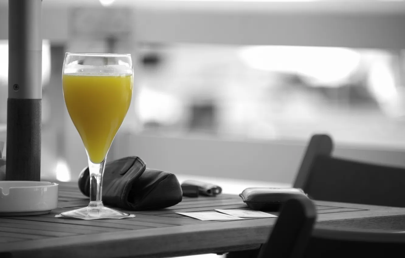 Photo wallpaper glass, juice, Table