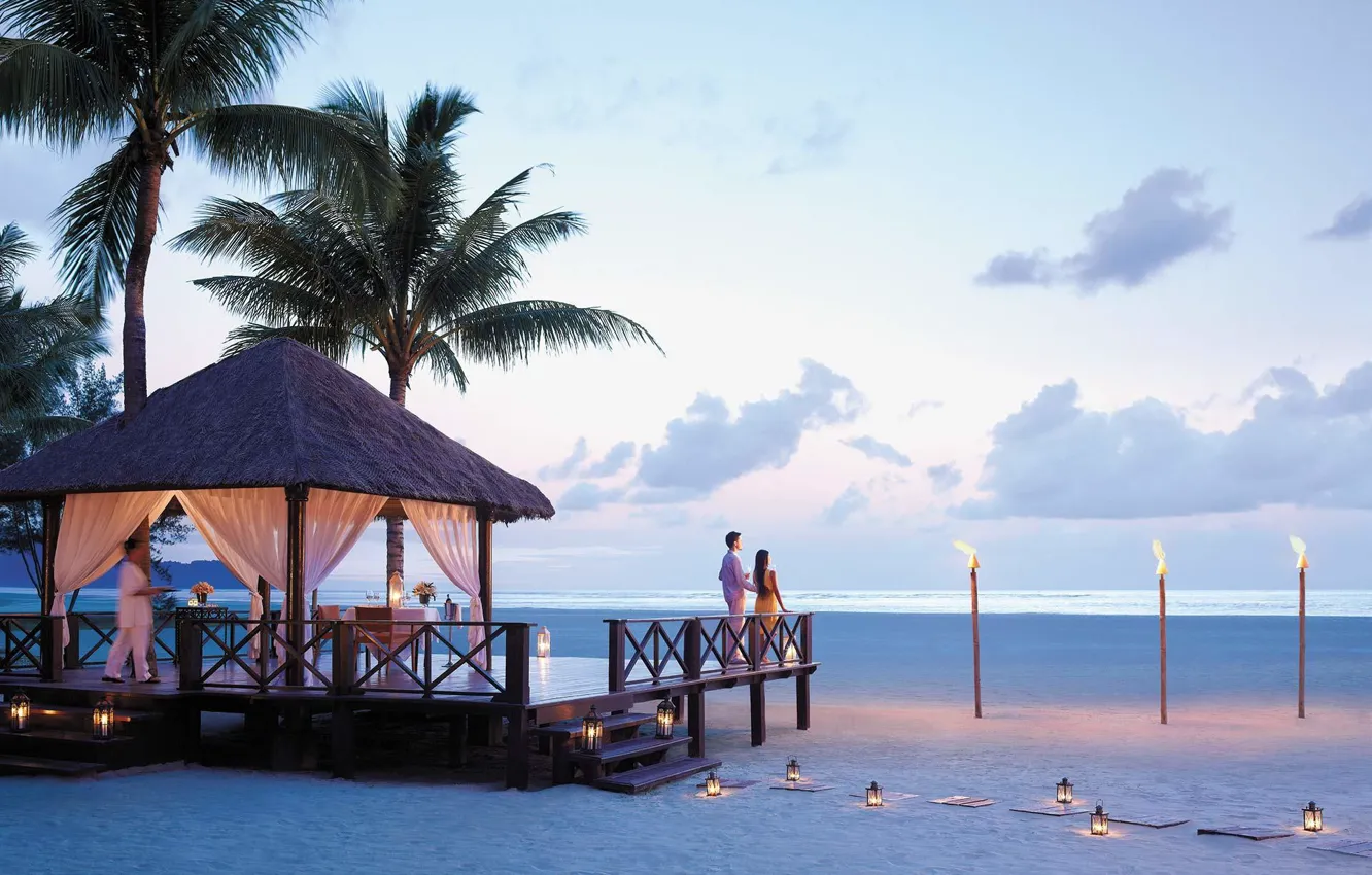 Photo wallpaper sea, beach, romance, pair, Malaysia