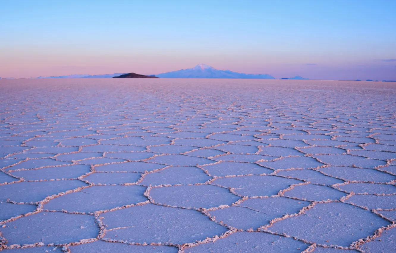 Photo wallpaper desert, morning, Bolivia, the Uyuni salt flats