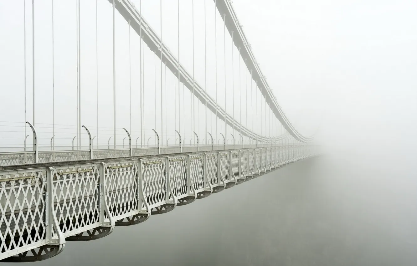 Photo wallpaper UK, fog, Bristol, Clifton Suspension Bridge