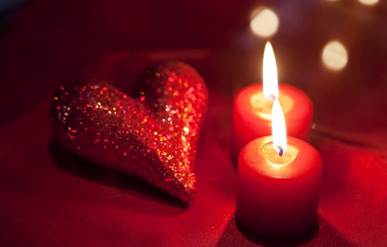 Photo wallpaper red, heart, candles