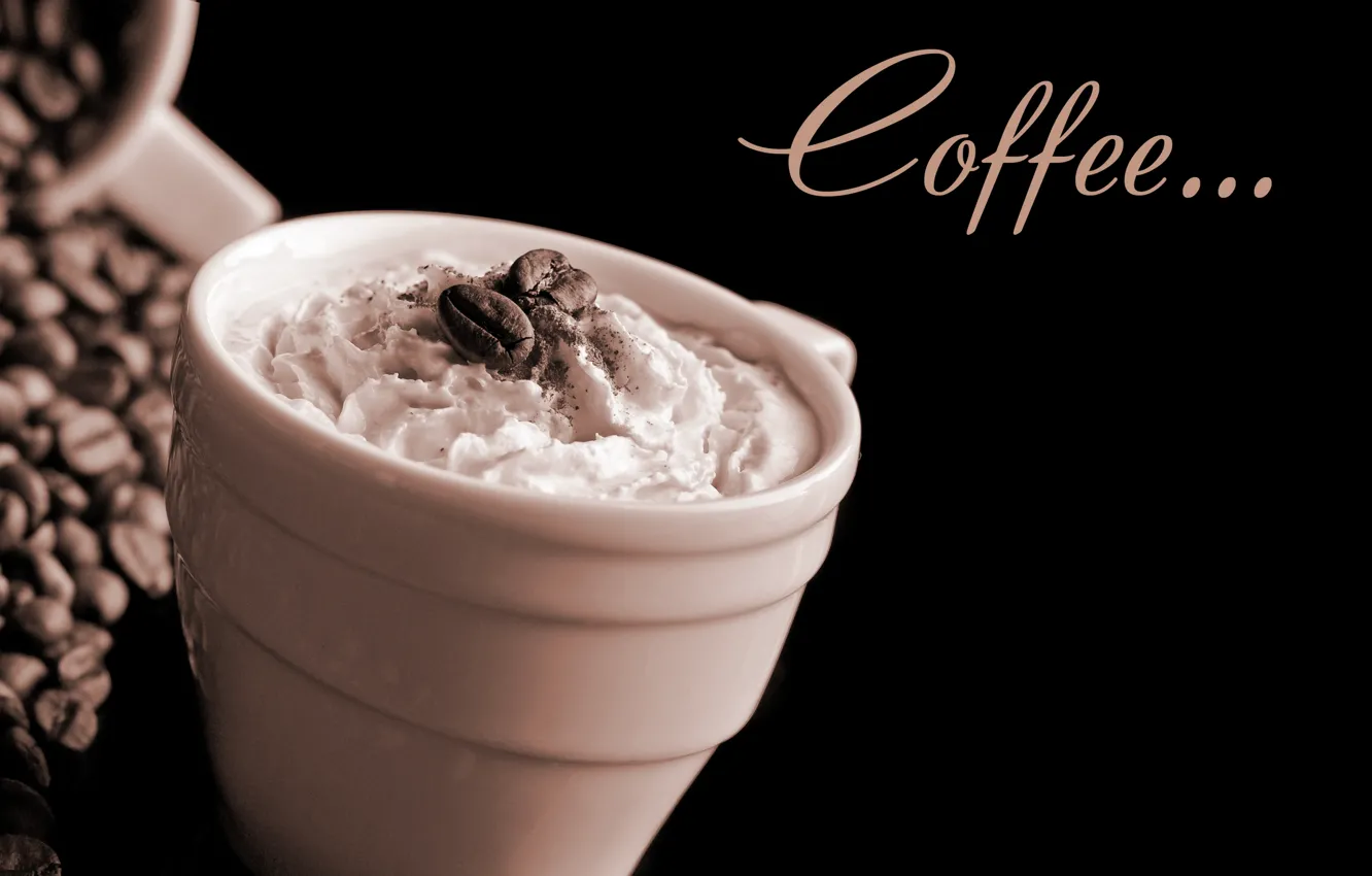 Photo wallpaper foam, coffee, Cup, cream, cup, grain, Coffee, coffee