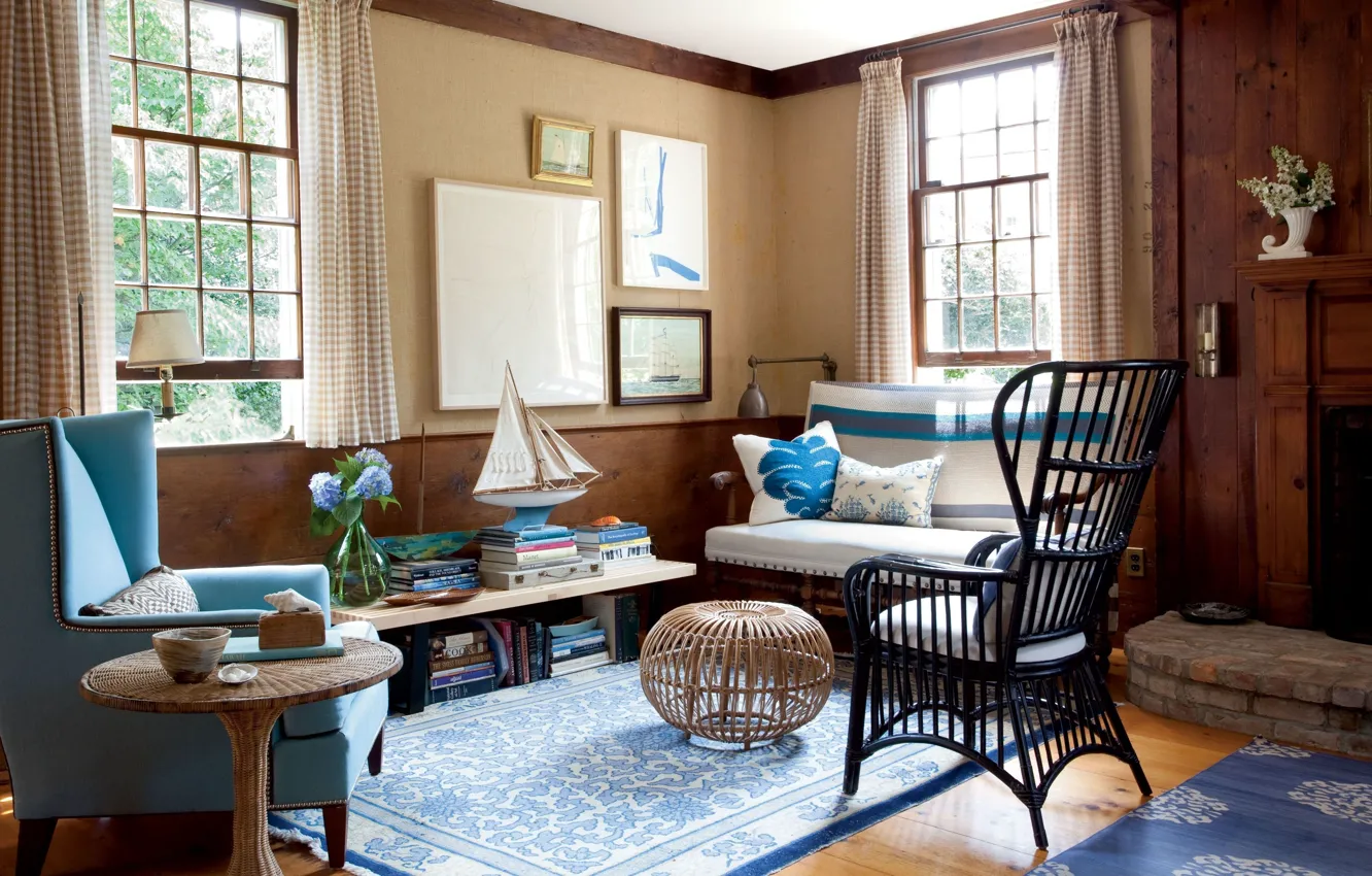 Photo wallpaper design, room, interior, fireplace, living room, English style