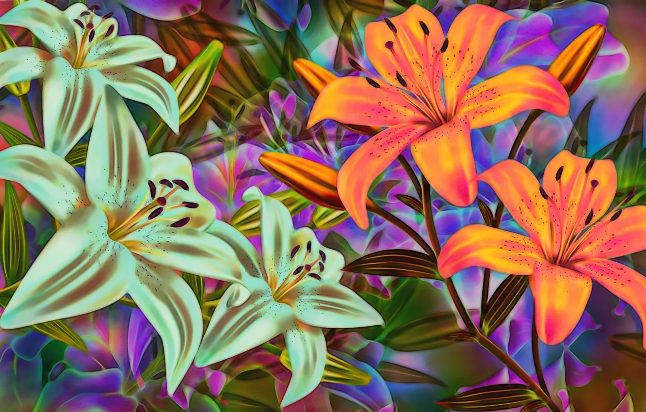 Photo wallpaper Graphics, Flowers