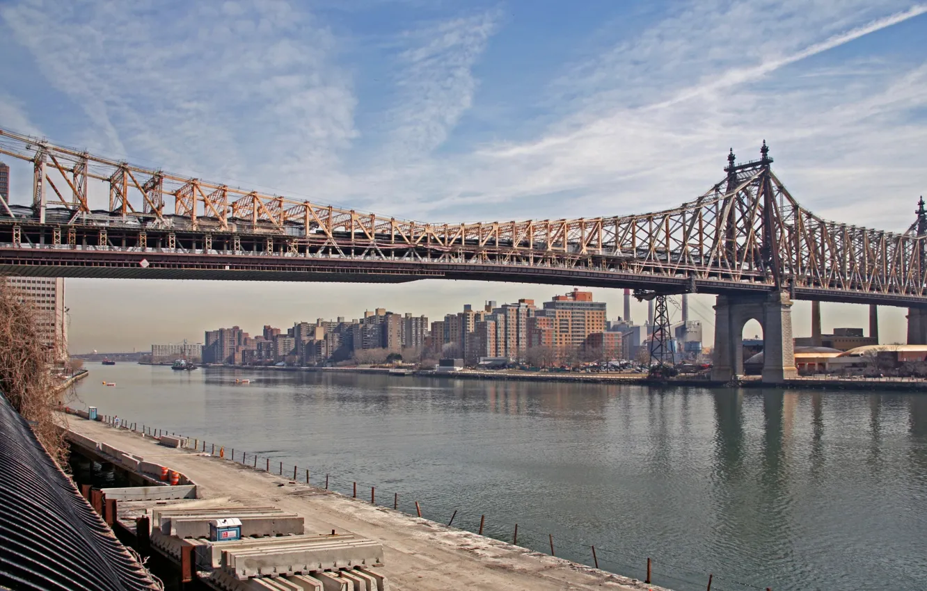 Photo wallpaper bridge, river, new, York