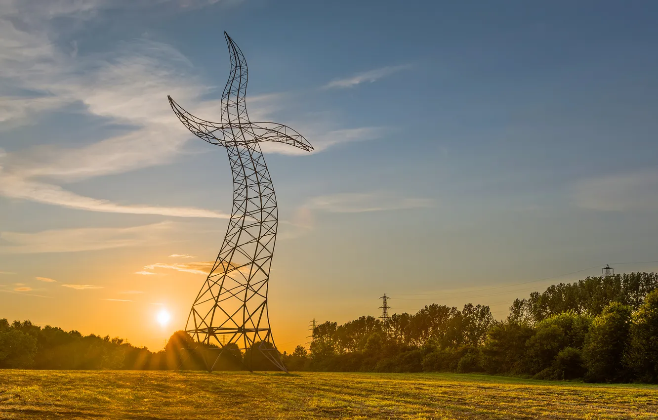 Photo wallpaper tower, dance, power lines, sculpture, electrical, pylone