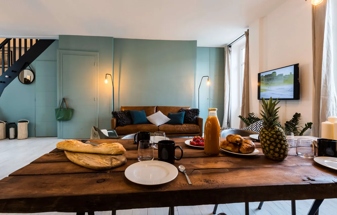 Photo wallpaper interior, living room, dining room, Biarritz, Youcca Latelier