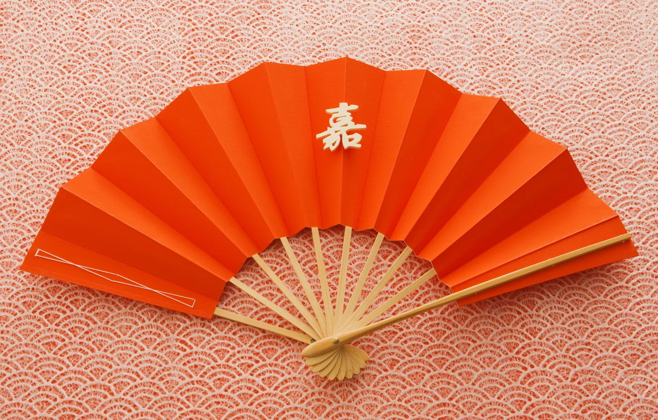 Photo wallpaper orange, background, texture, fan, characters