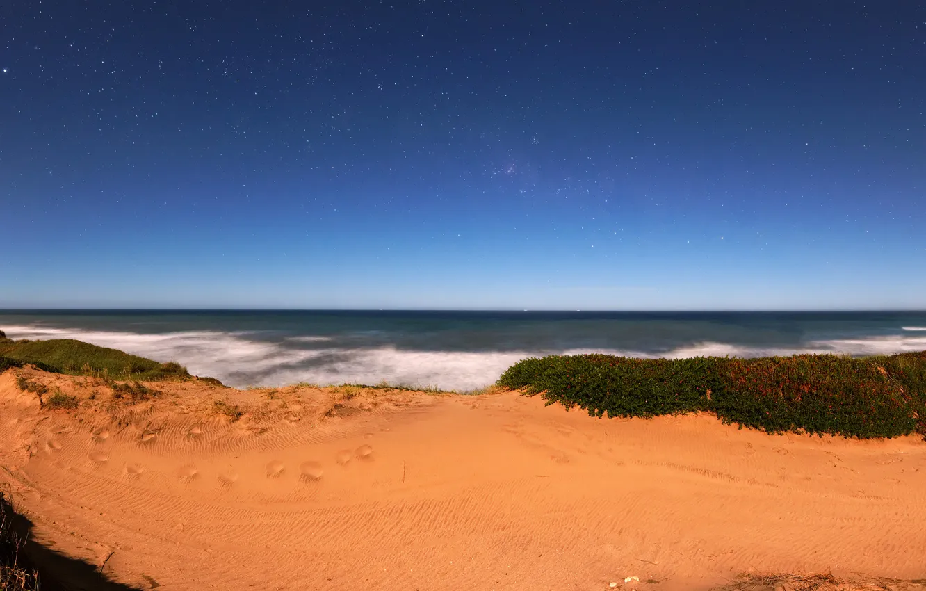 Photo wallpaper sand, stars, the ocean, dunes