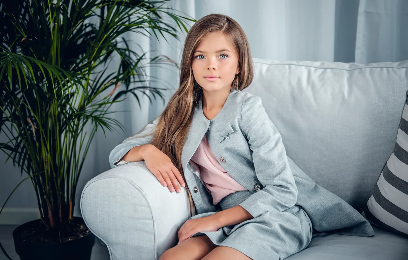 Photo wallpaper sofa, girl, sitting