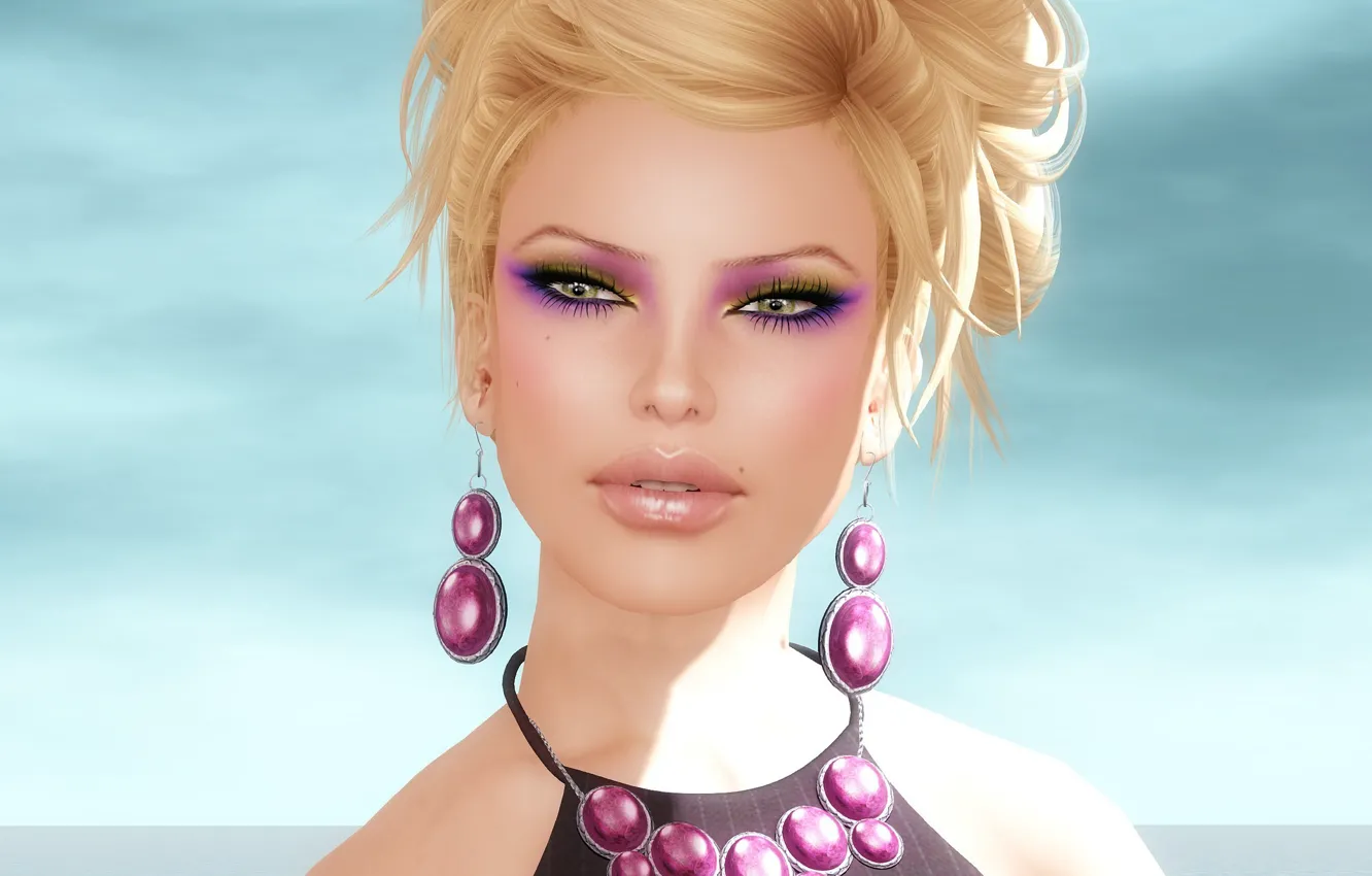 Photo wallpaper girl, decoration, face, blonde