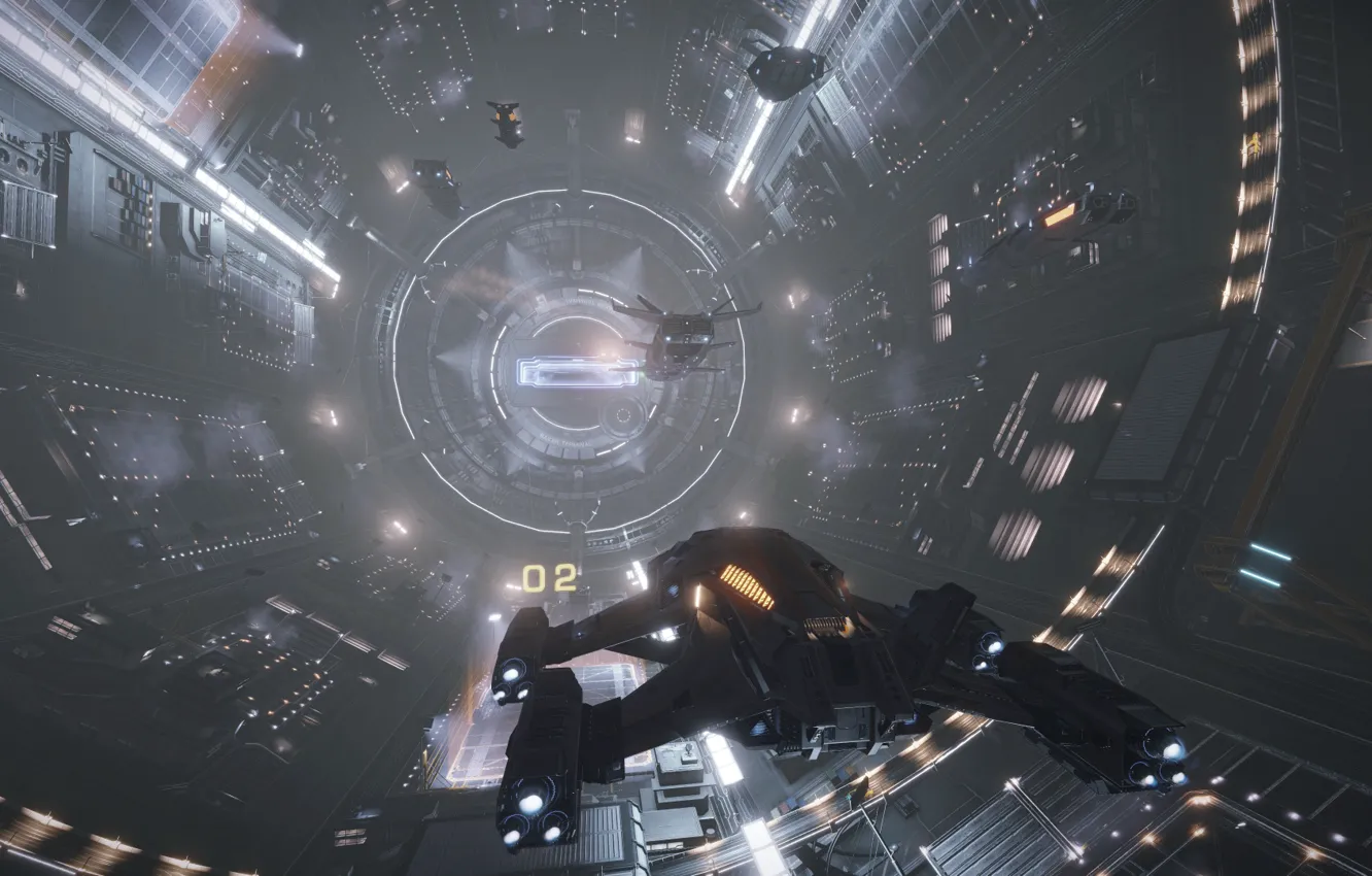 Photo wallpaper space, spaceships, space base, Elite: Dangerous