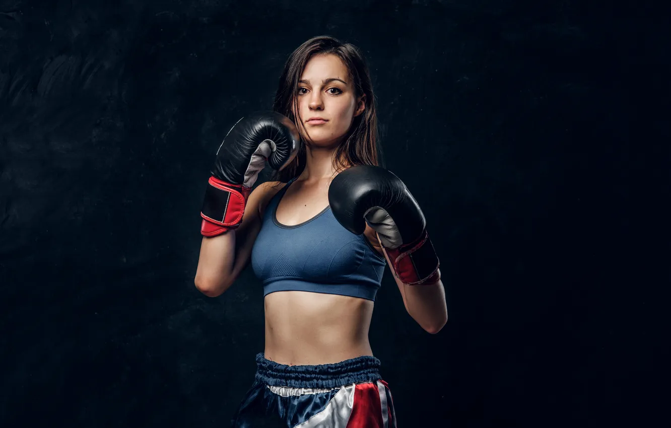 Photo wallpaper female, boxer, boxing gloves, sportive