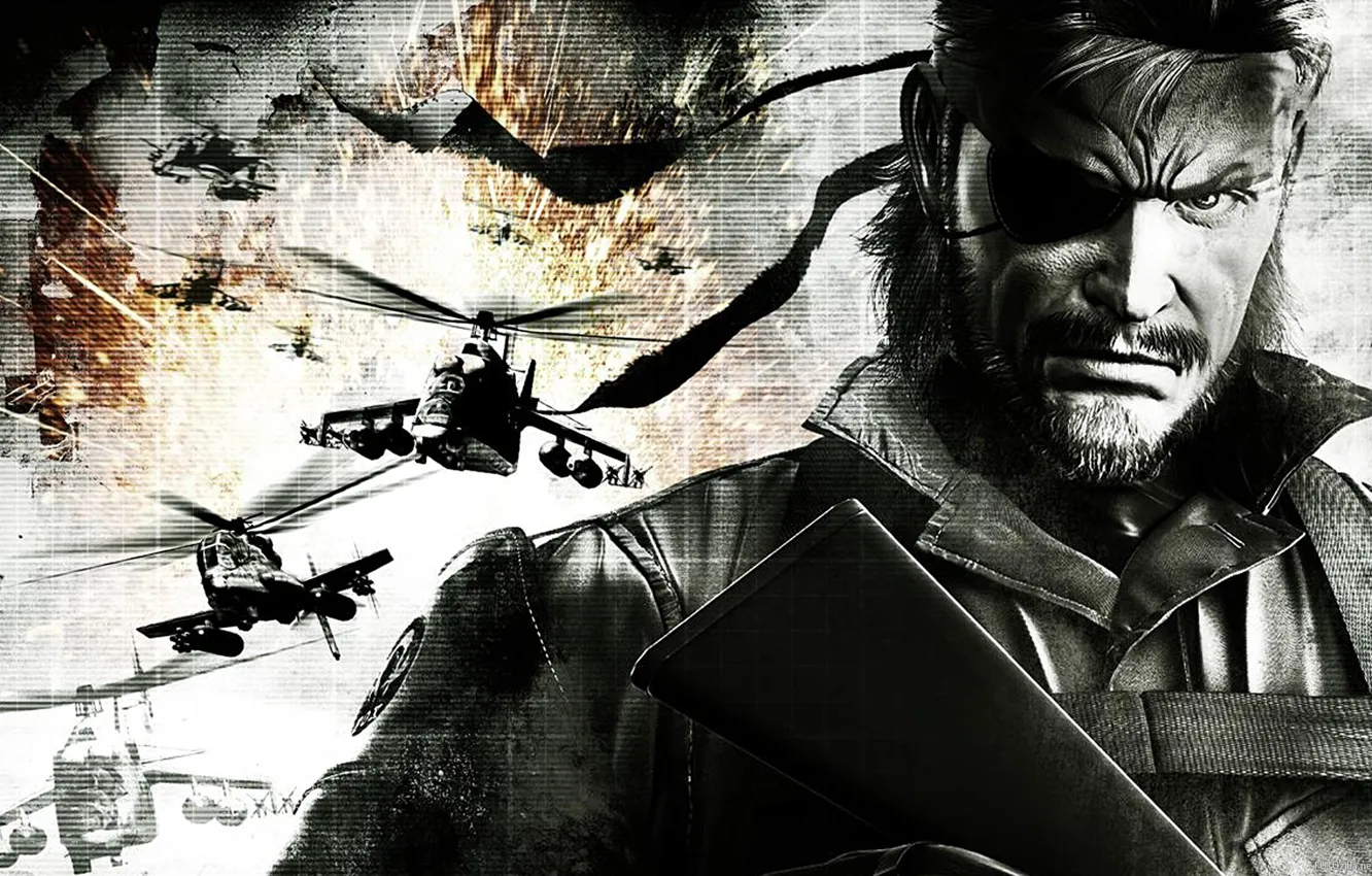 Photo wallpaper background, male, helicopter, metal gear solid