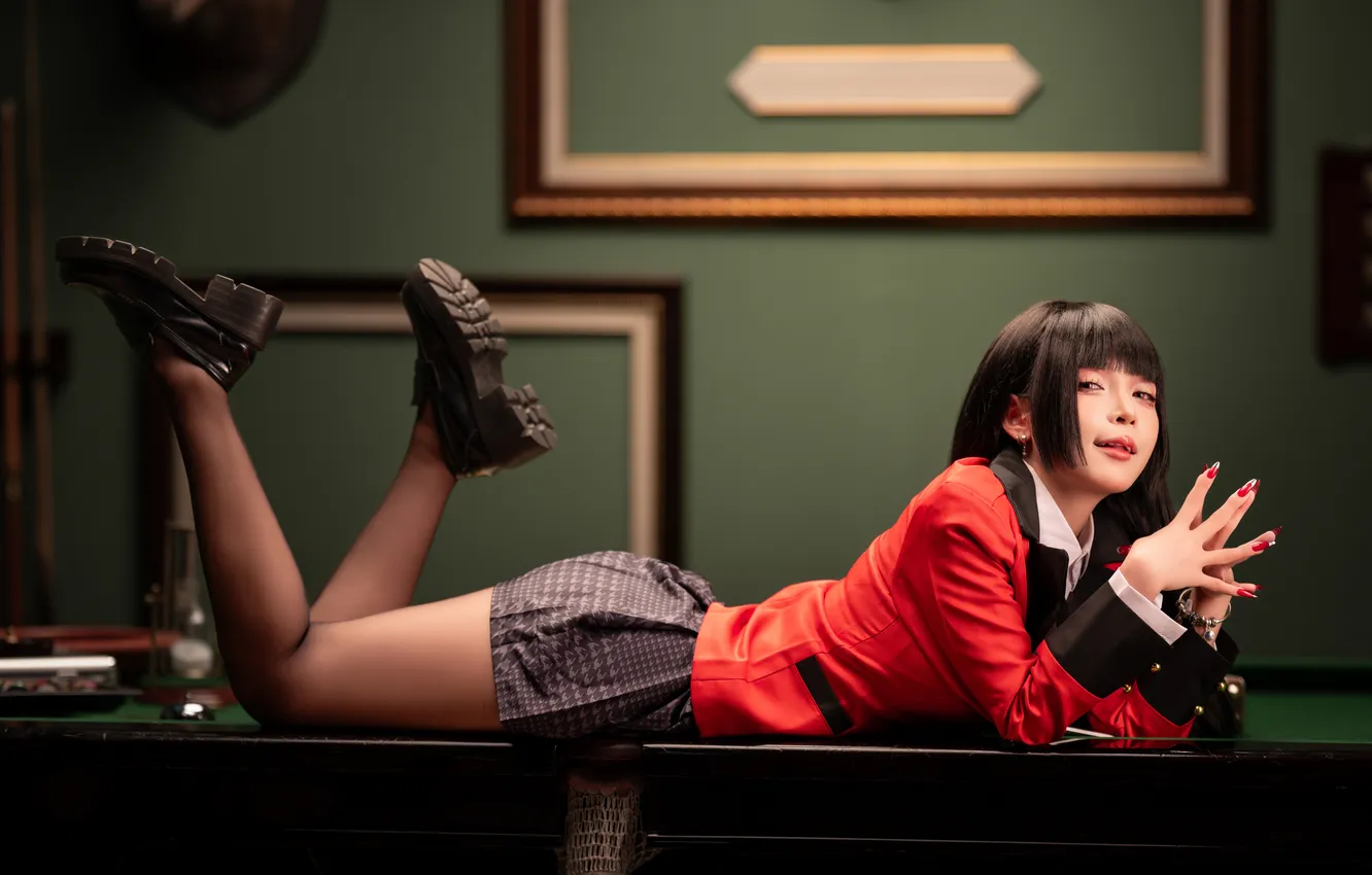 Photo wallpaper look, pose, model, skirt, portrait, hands, makeup, brunette