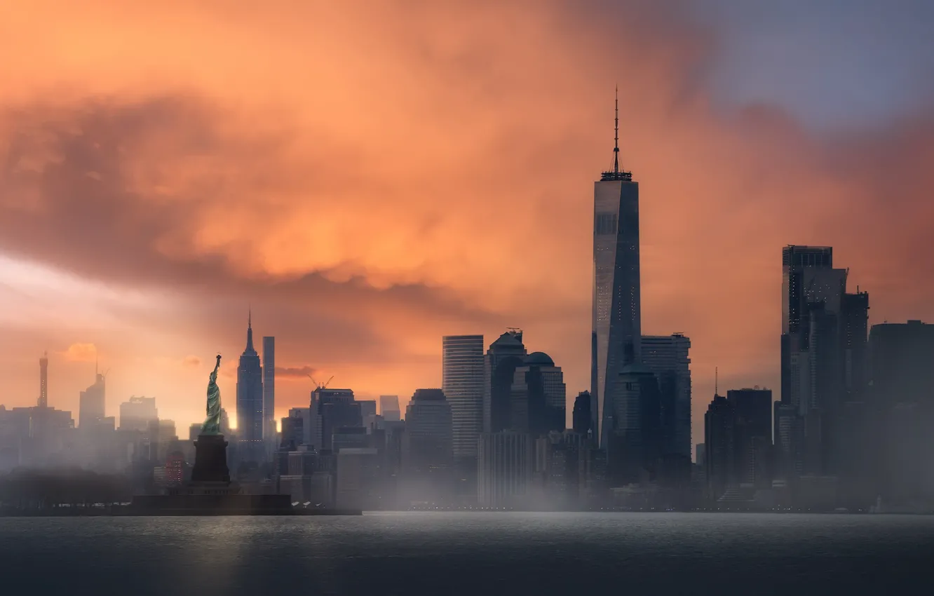Photo wallpaper the city, New York City, Lady Liberty