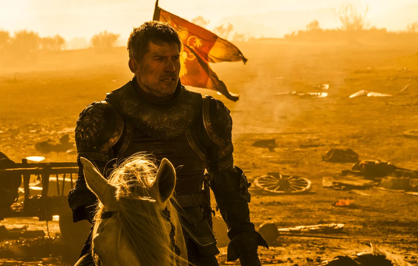 Photo wallpaper lights, horse, armor, battle, army, battle, Game of Thrones, Game of thrones