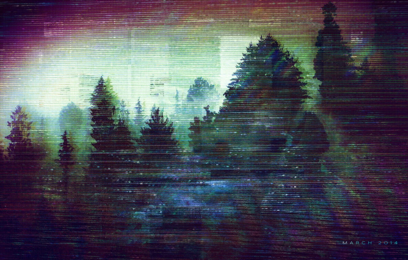 Photo wallpaper forest, Sad, glitch, glitch