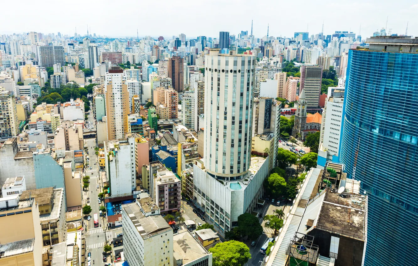 Photo wallpaper home, skyscrapers, Brazil, megapolis, the view from the top, Sao Paulo