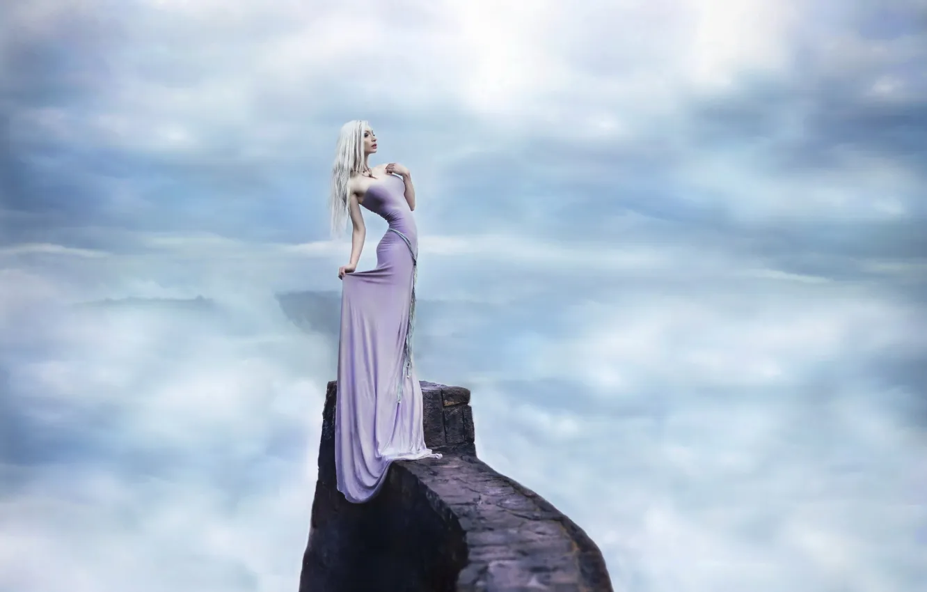 Photo wallpaper the sky, girl, background