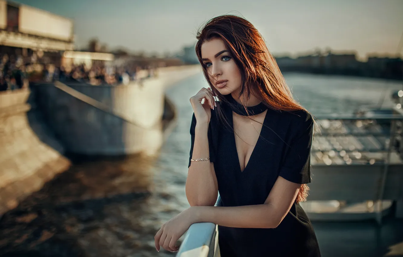 Photo wallpaper girl, model, dress, red, Hakan Erenler, Ekaterina Romanova