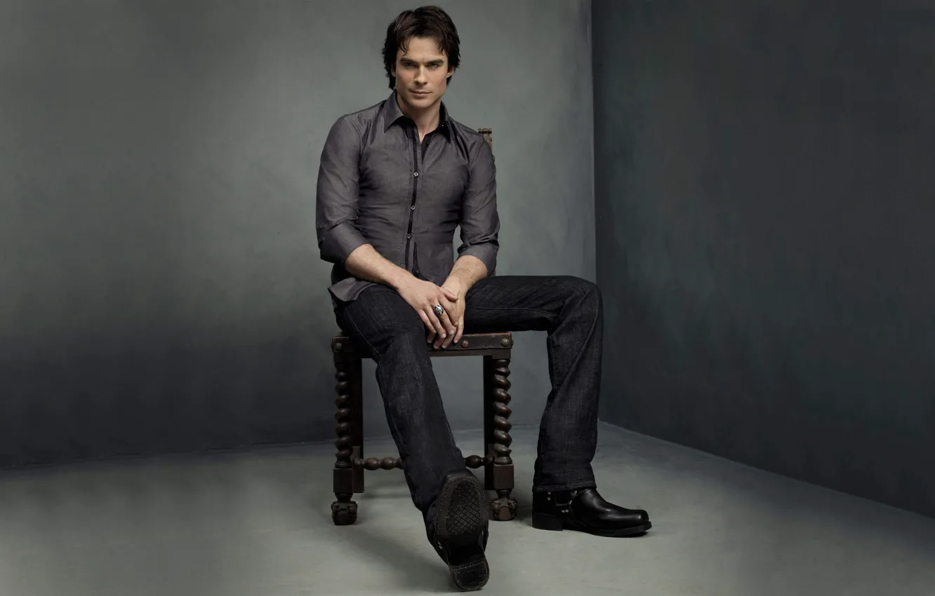 Photo wallpaper room, chair, shoes, angle, The Vampire Diaries, The vampire diaries, Ian Somerhalder, Ian Somerhalder