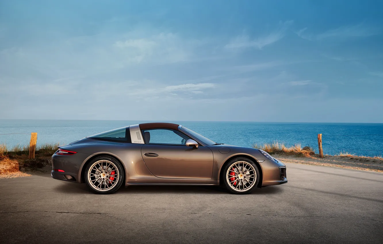 Photo wallpaper coast, Porsche, 4x4, Biturbo, Targa, special model, 911 Targa 4 GTS, Exclusive Manufaktur Edition