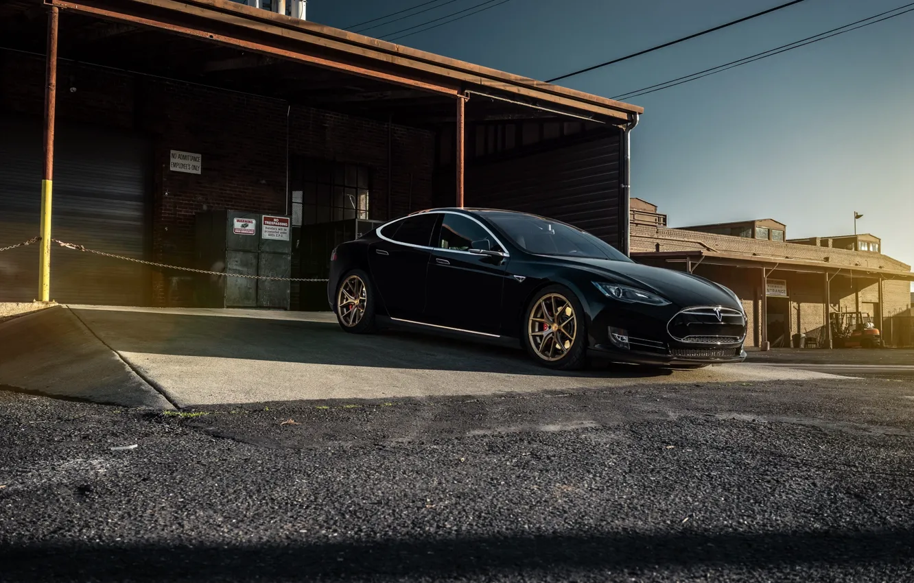 Photo wallpaper Car, Black, California, Forged, Tesla, Model S, P85