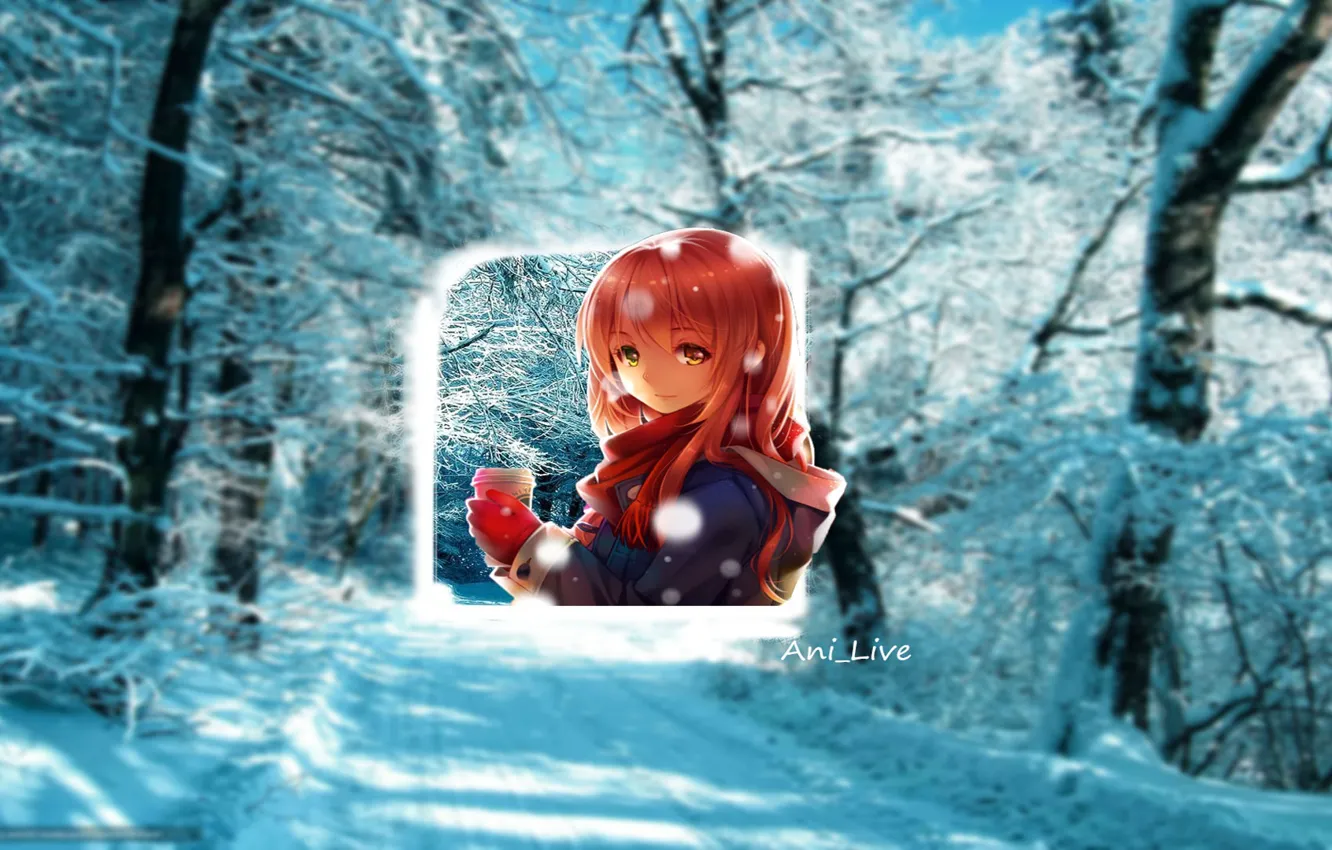 Photo wallpaper girl, Winter, snow