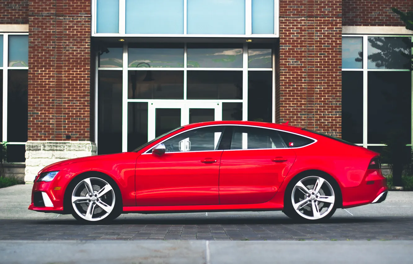 Photo wallpaper Audi, red, wheels, side, RS7