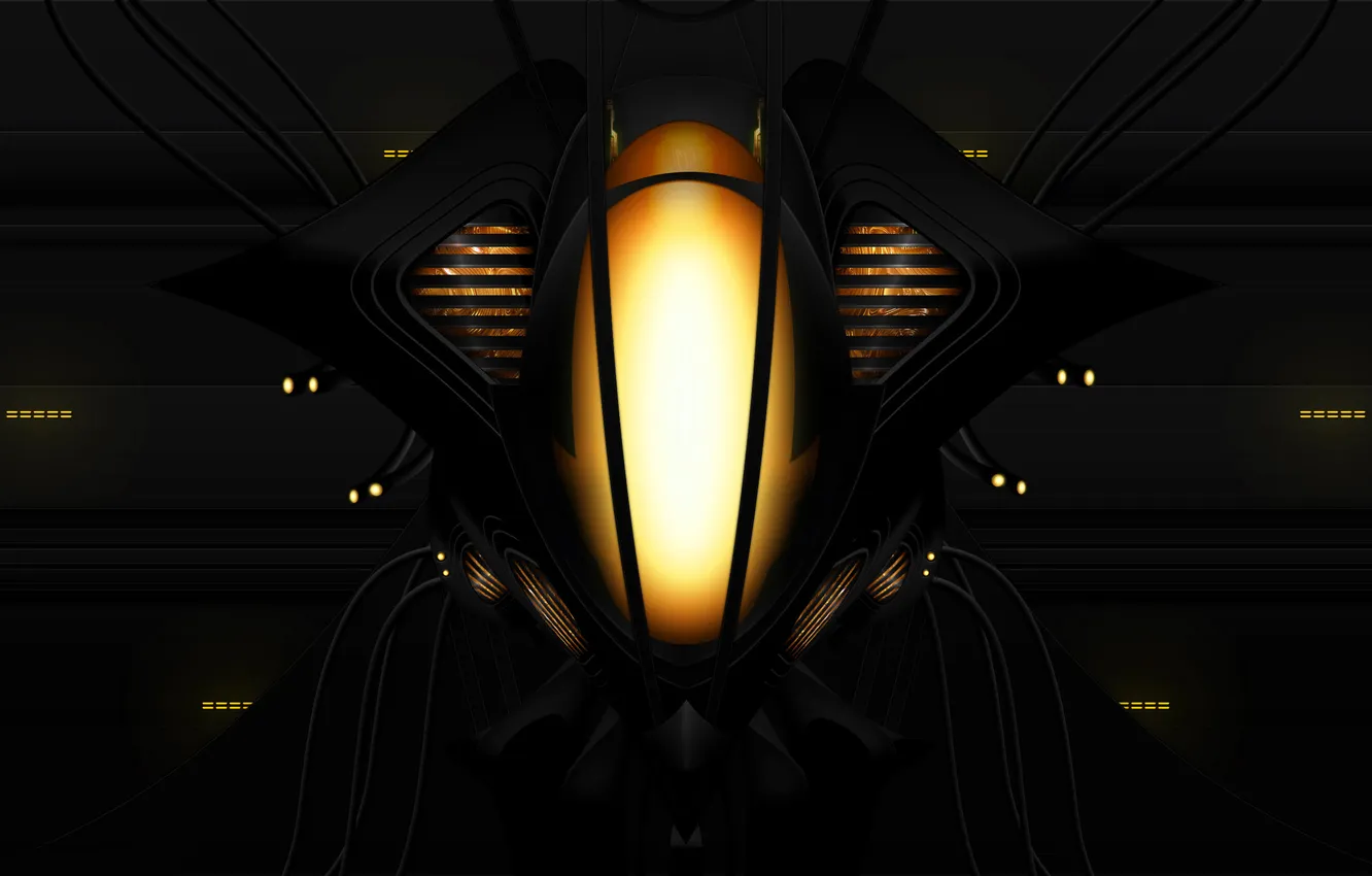 Photo wallpaper lights, fiction, robot, abstract, ship