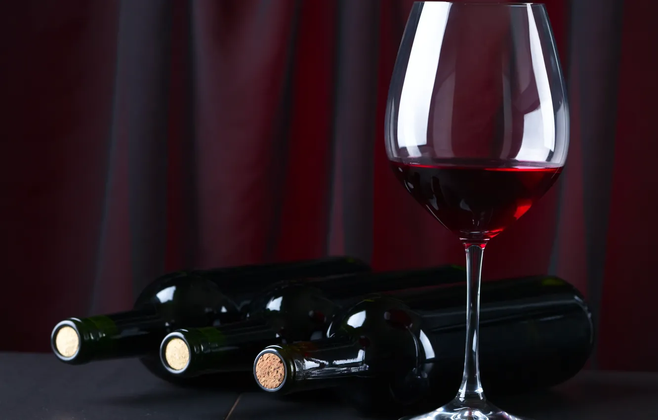 Photo wallpaper wine, red, glass, bottle