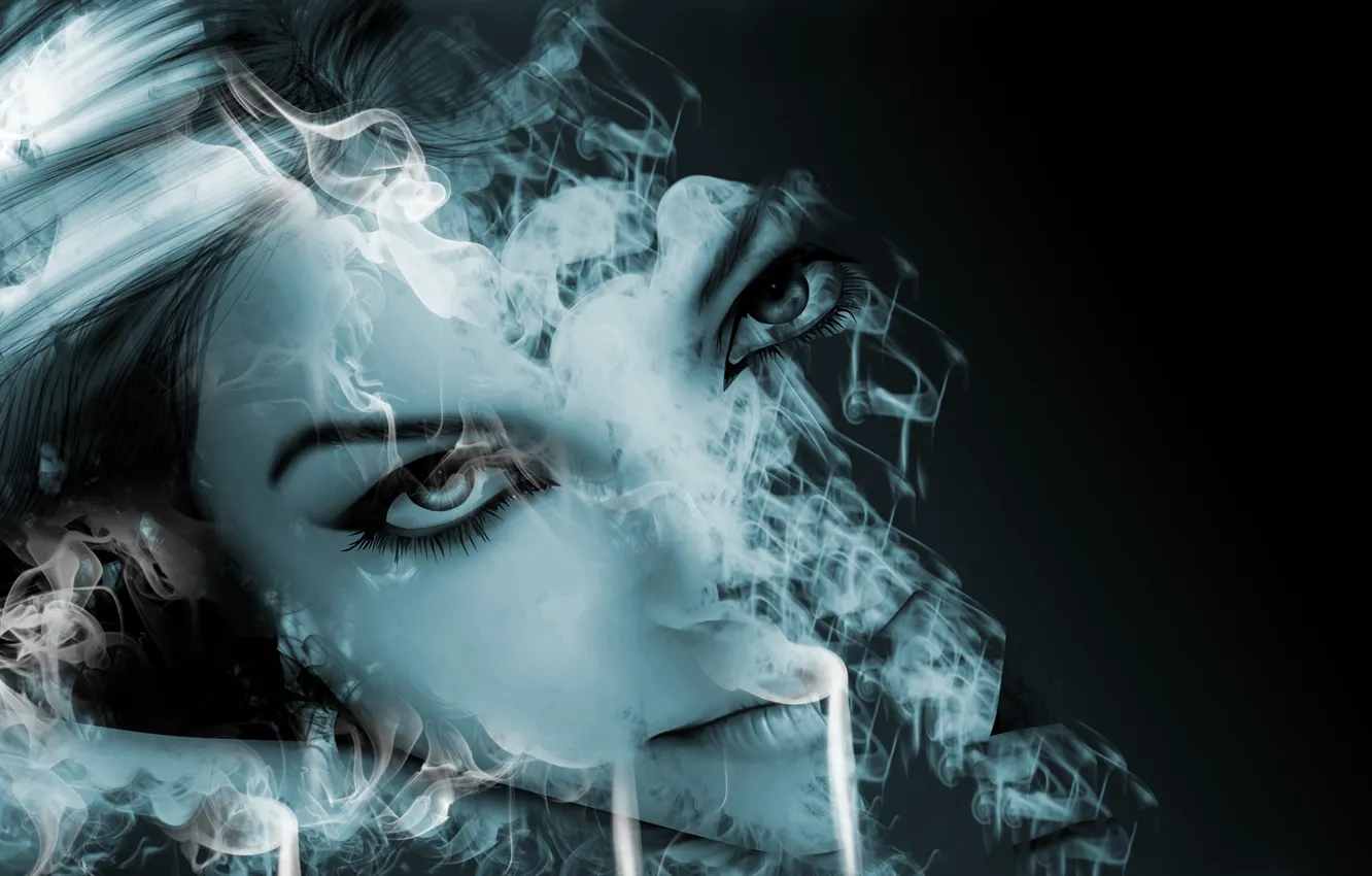 Photo wallpaper girl, smoke, Lazur, dissolution