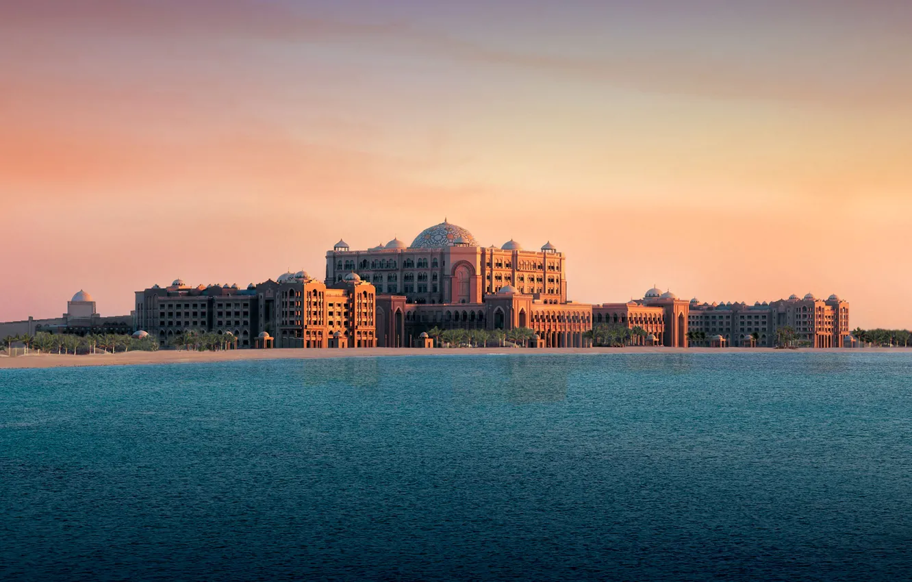 Photo wallpaper sea, the sky, clouds, building, home, the dome
