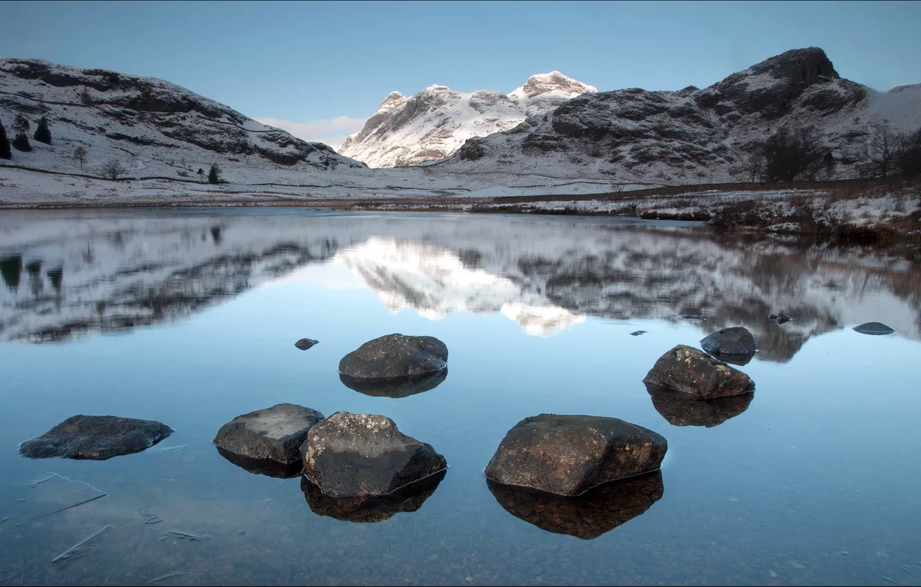 Photo wallpaper landscape, mountains, lake