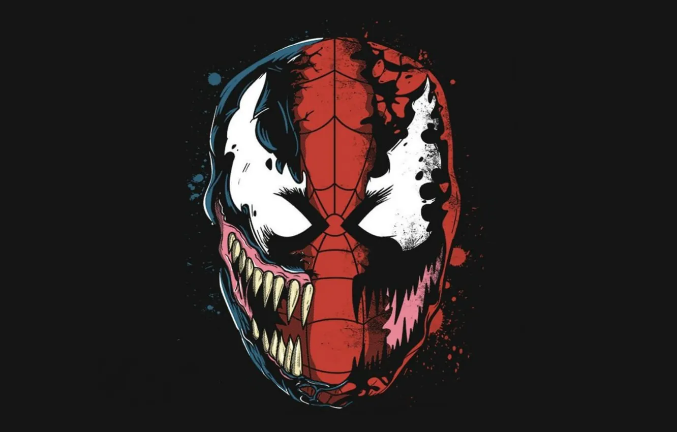 Photo wallpaper Art, black background, Spider-Man, Venom, Carnage