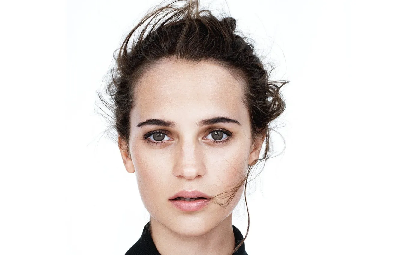 Photo wallpaper girl, green eyes, photo, background, lips, face, brunette, actress