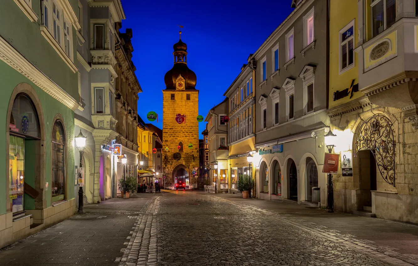 Photo wallpaper watch, tower, Germany, Bayern, lane, tower, Bavaria, blue sky