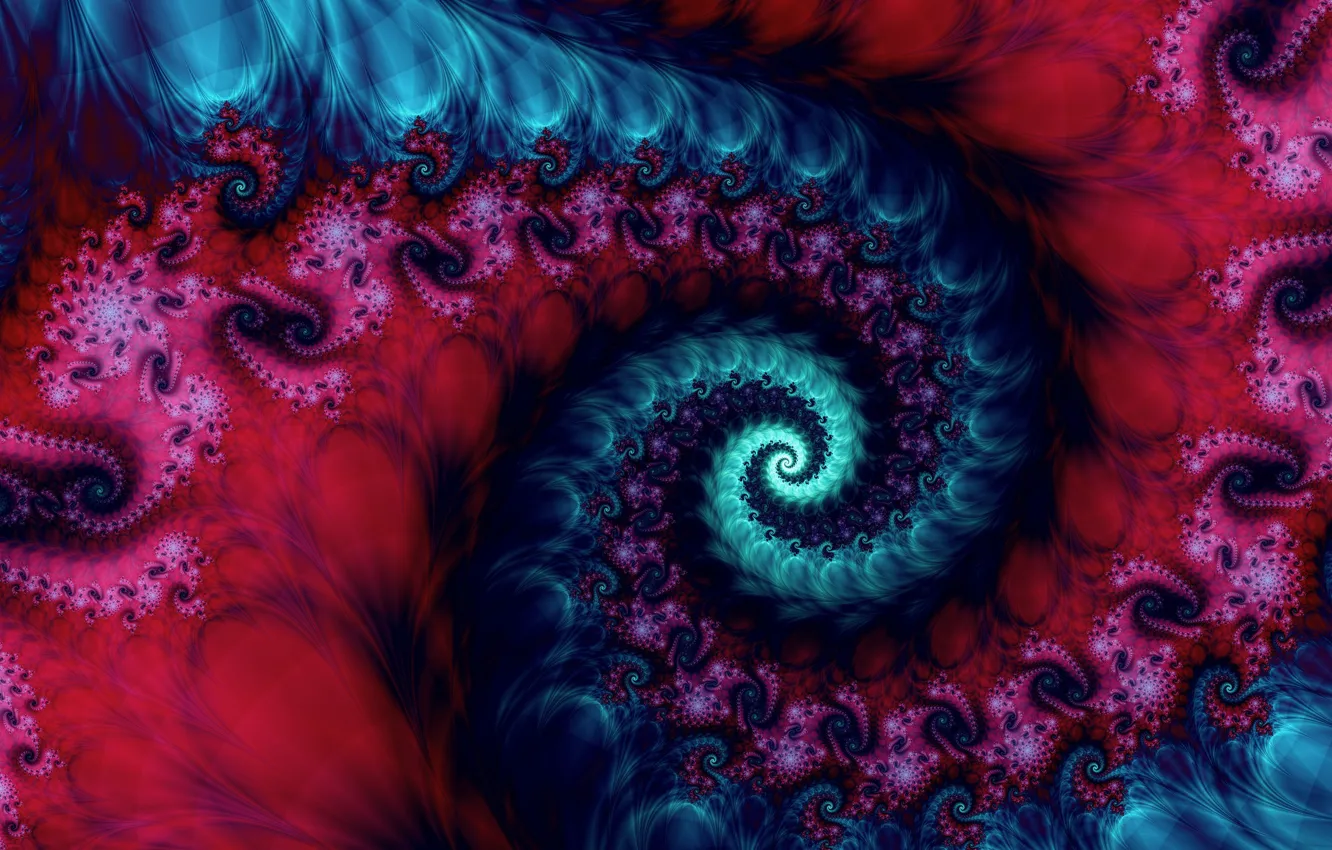 Photo wallpaper blue, abstraction, pattern, dark, spiral, fractal, ornament, raspberry