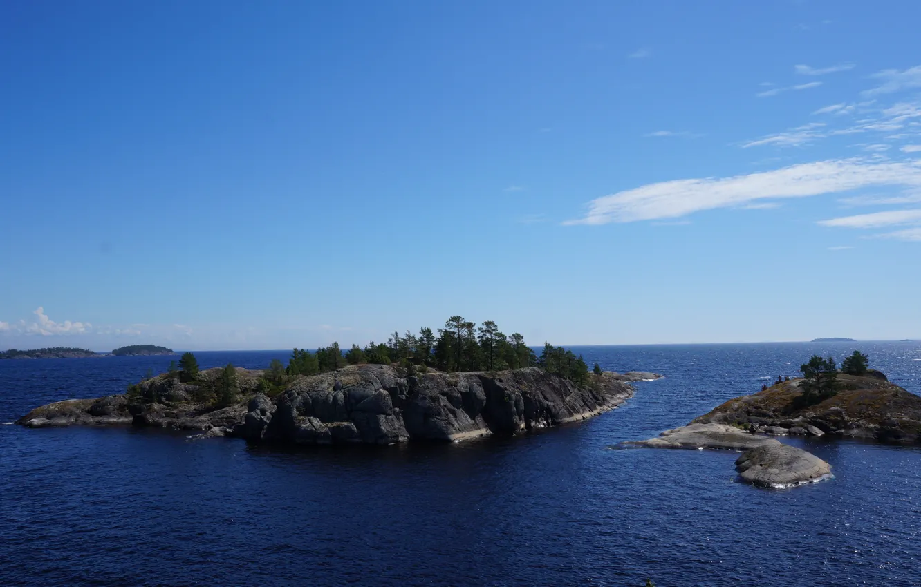 Photo wallpaper sea, the sky, lake, island, sky, sea, island