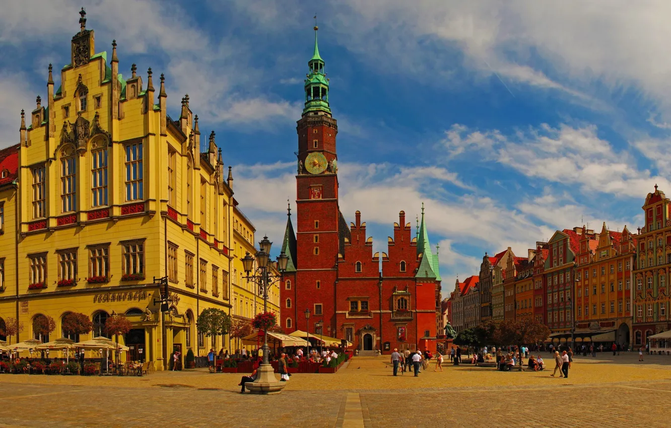 Photo wallpaper home, area, Poland, town hall, Wroclaw, Breslau, Wroclaw