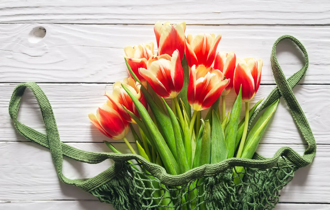 Photo wallpaper flowers, bouquet, spring, colorful, tulips, red, fresh, flowers