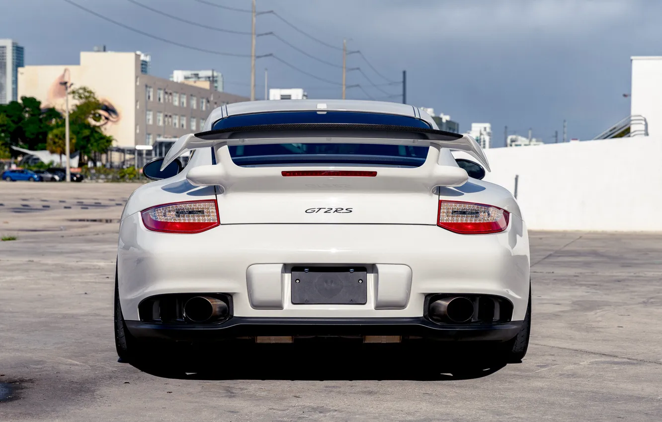 Photo wallpaper Exhaust, Carbon, 2011, Sports car, Back, Wing, Porsche 911 GT2RS