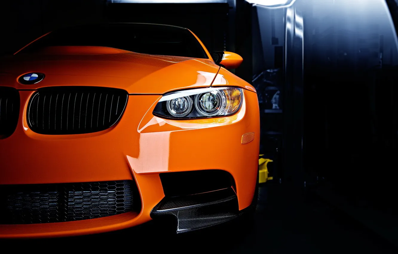 Photo wallpaper orange, lights, icon, bmw, BMW, grille, carbon, bumper