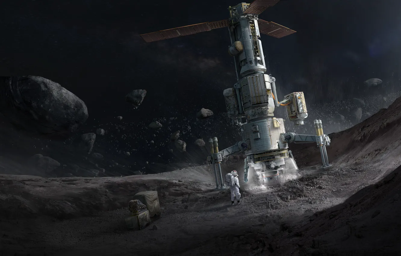 Photo wallpaper space, Concept Art, Science Fiction, Asteroid