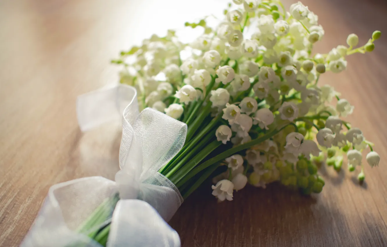 Photo wallpaper bouquet, may, lilies of the valley, flowers, spring