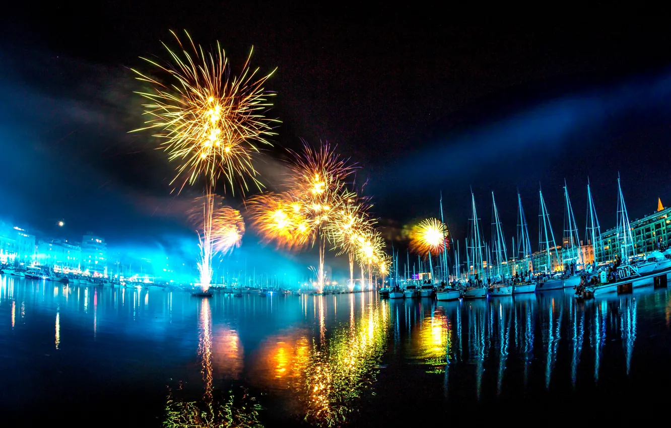 Photo wallpaper night, France, night, France, Marseille, Marseille